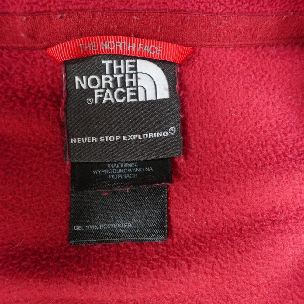 The North Face Pullover Mens Large Red Polartec‎ Fleece 1/4 Zip Logo Sweatshirt